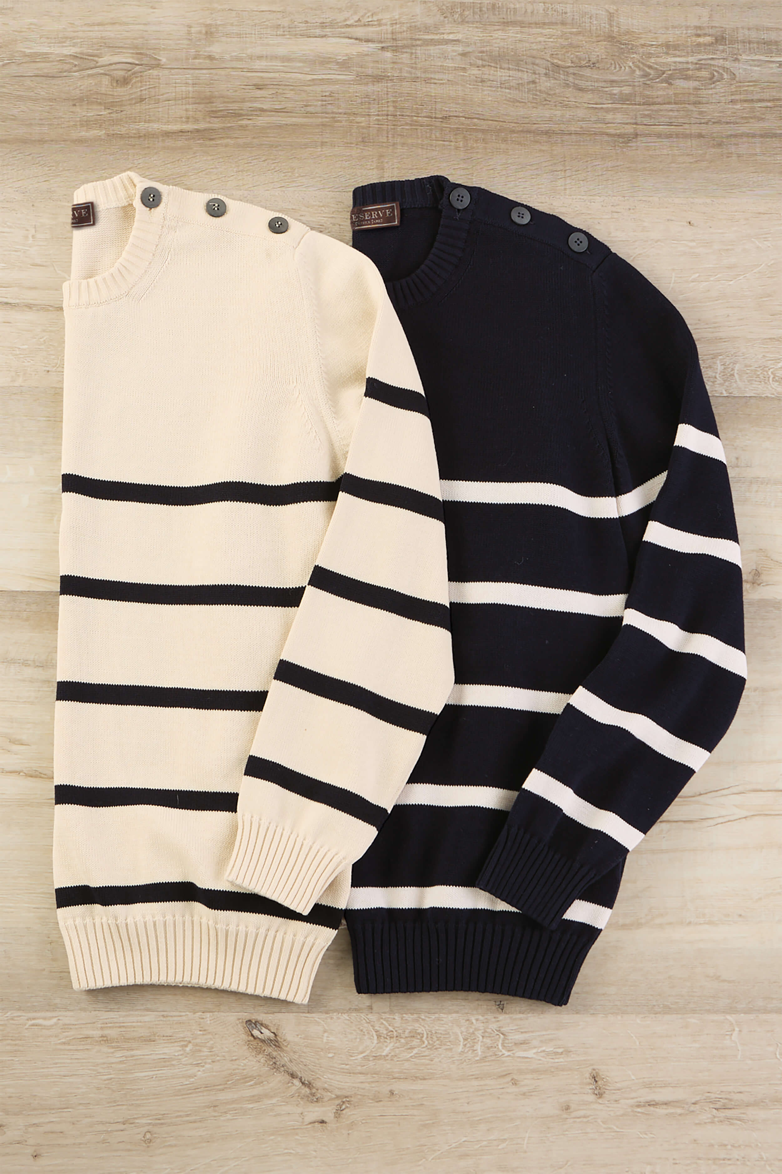 Reserve Long Sleeve Nautical Stripe Crew Sweater