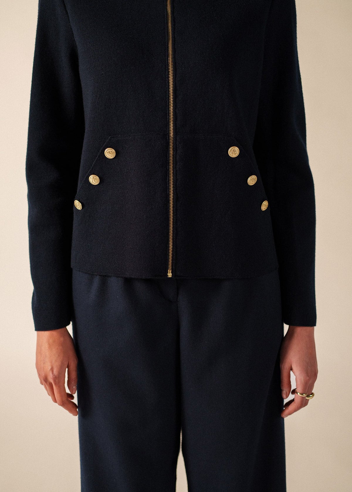 Saint James Boussole Wool Ponte Knit Jacket, Navy