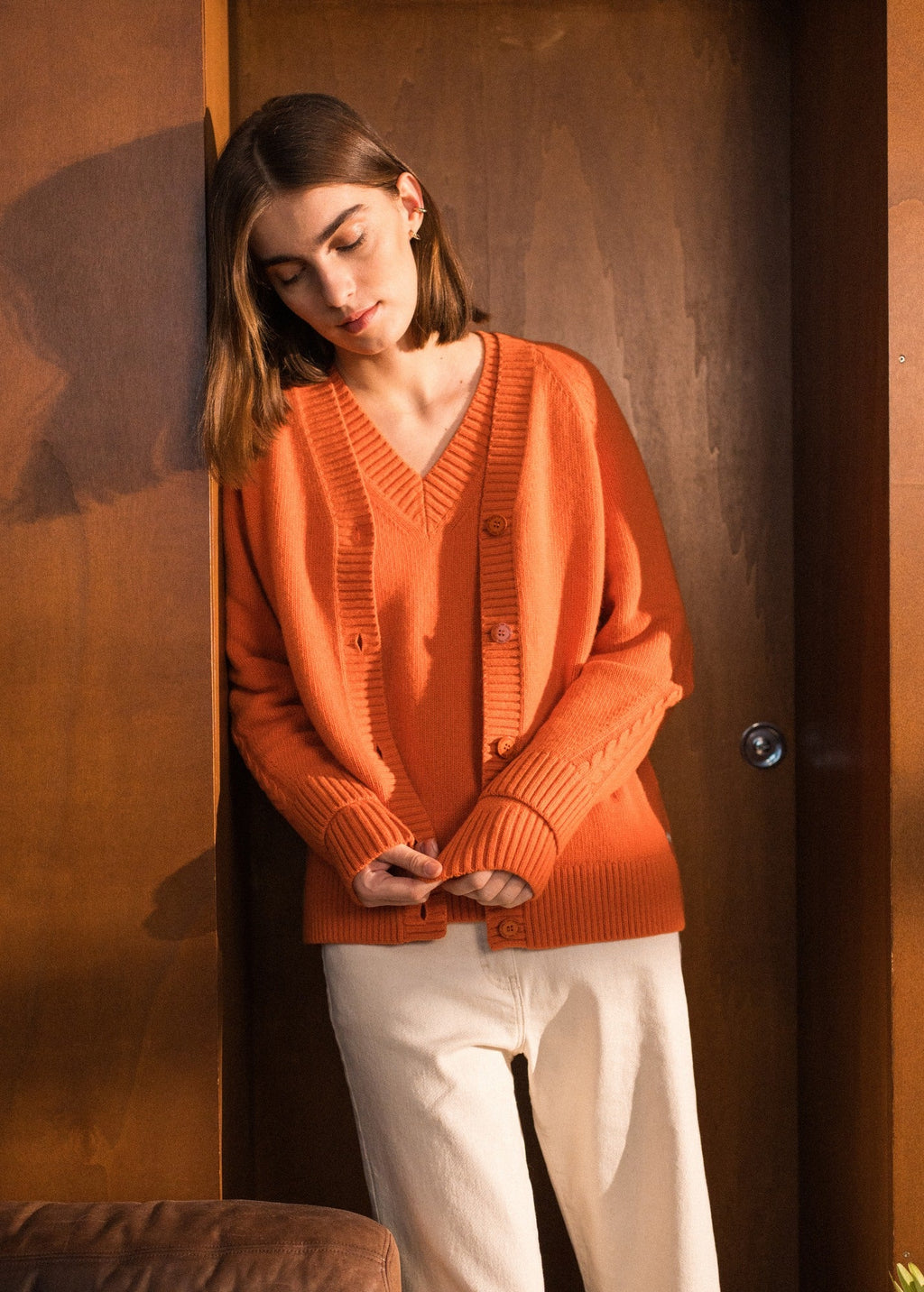 Saint James Glasgow Cardigan, Dark Orange