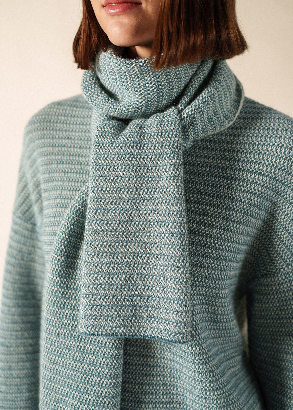Saint James Ascain Scarf, Coastal Blue / Winter White