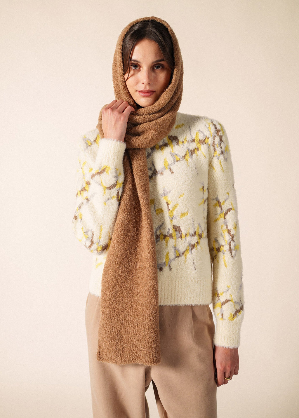 Saint James Cadeac Scarf, Dark Beige