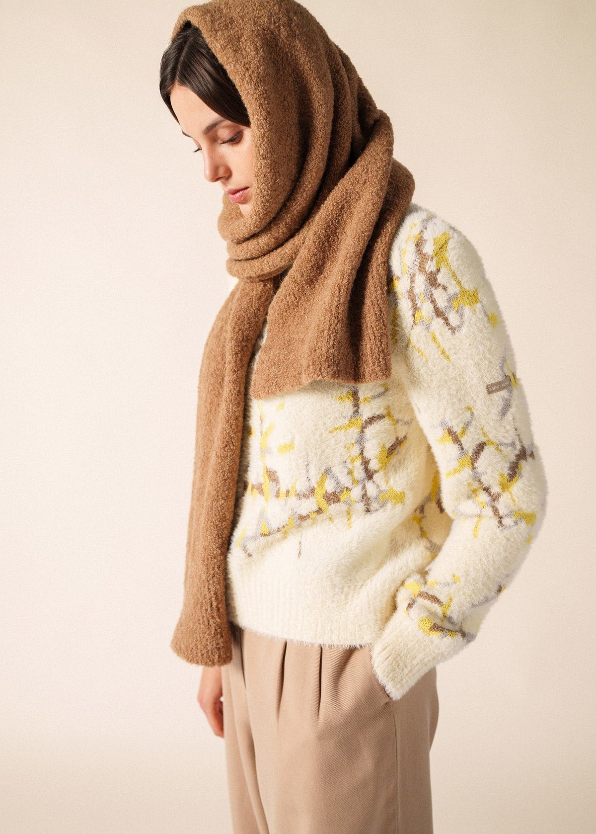 Saint James Cadeac Scarf, Dark Beige