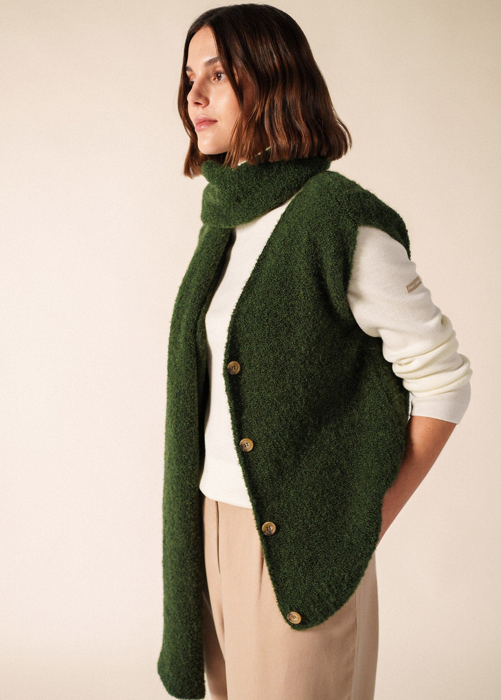 Saint James Cadeac Scarf, Moss Green
