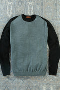 Patrick James Colorblock Crewneck Sweater, Black/Grey