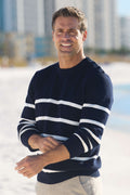 Reserve Long Sleeve Nautical Stripe Crew Sweater