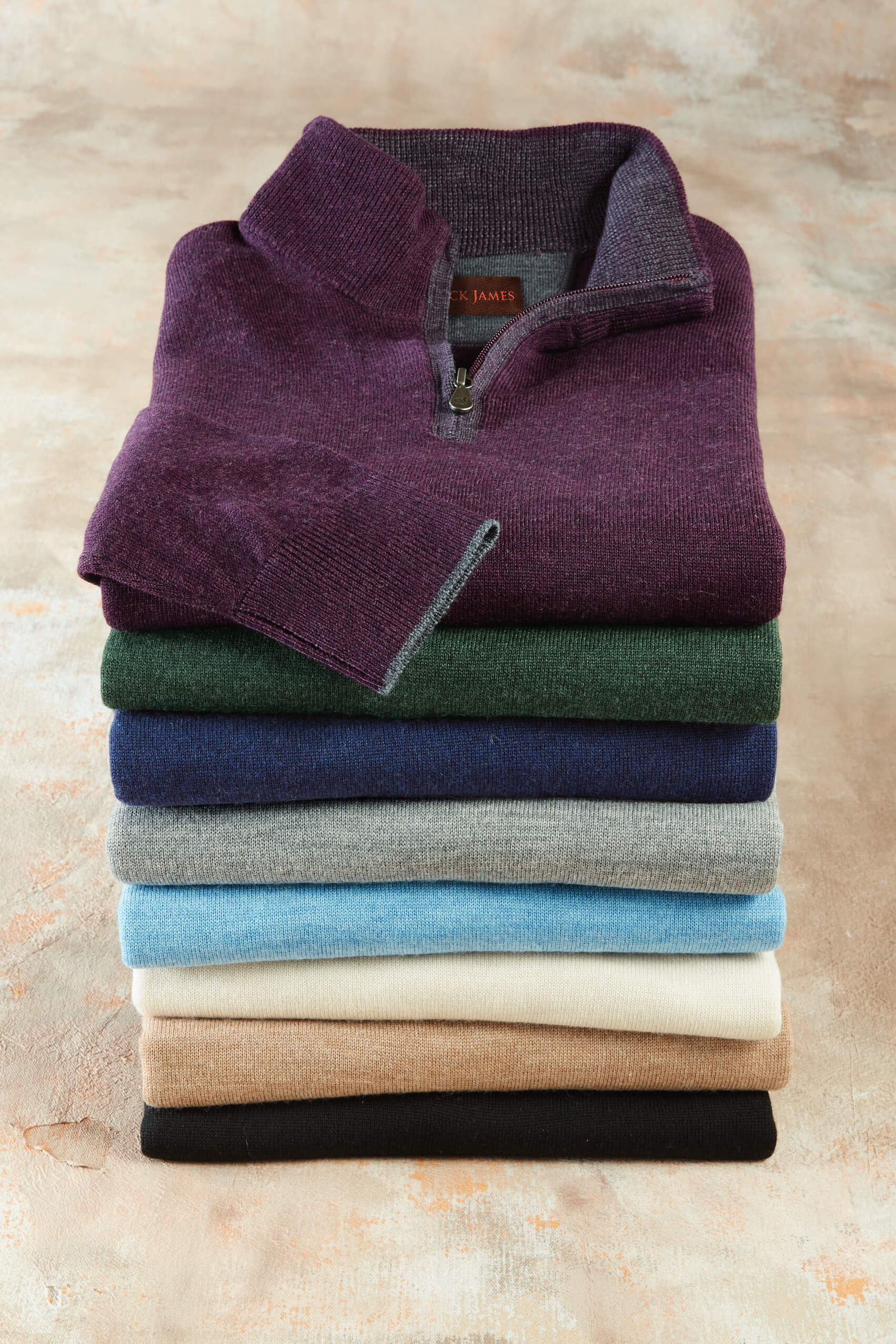 Patrick James Long Sleeve Solid Merino Mock 1/4 Zip