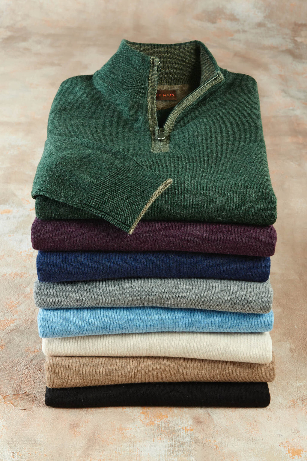 Patrick James Long Sleeve Solid Merino Mock 1/4 Zip