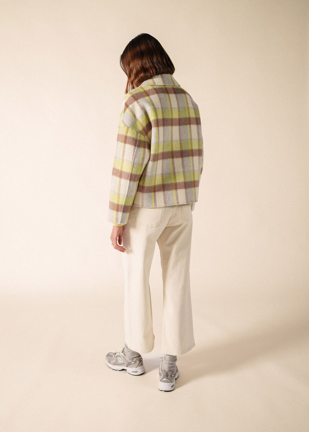 Saint James St Emilia Checked Wool Jacket, Winter White / Beige / Butter Yellow