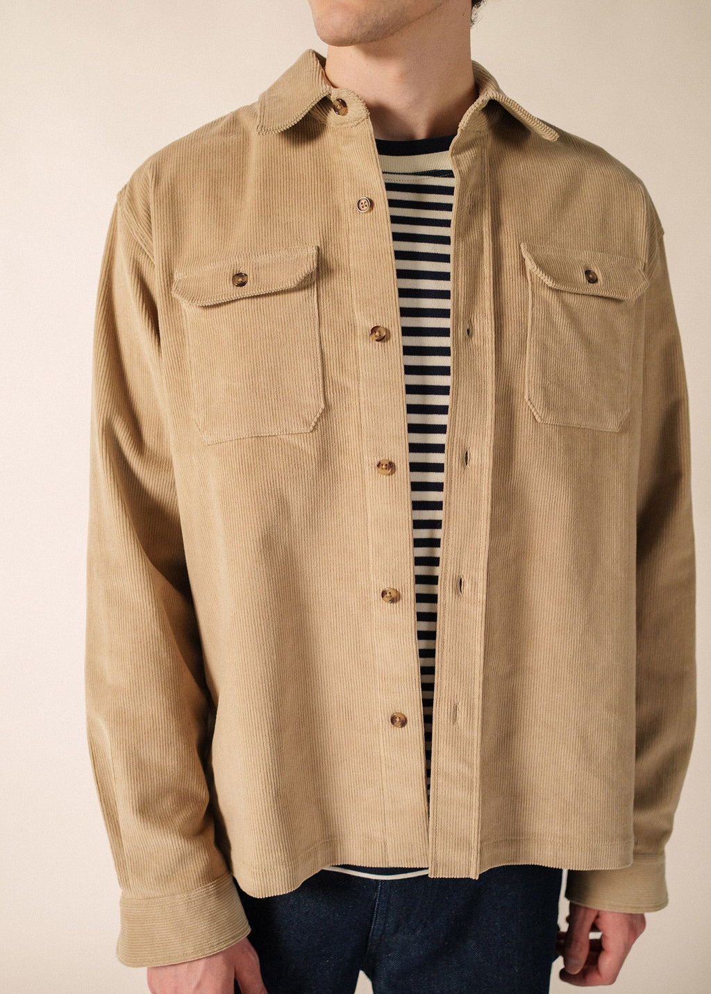Saint James ST FIRMIN Corduroy Overshirt (BEIGE)