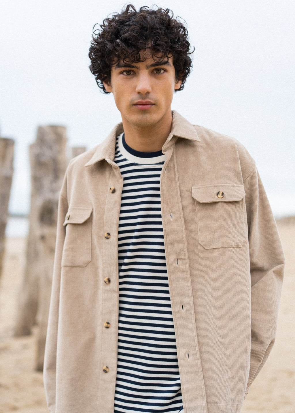 Saint James ST FIRMIN Corduroy Overshirt (BEIGE)