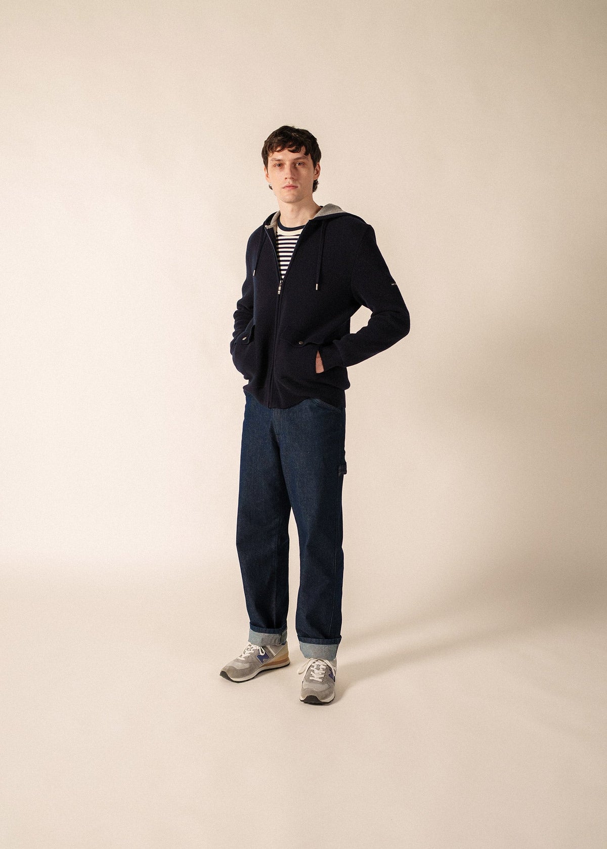 Saint James Oban Cardigan, Navy / Gray