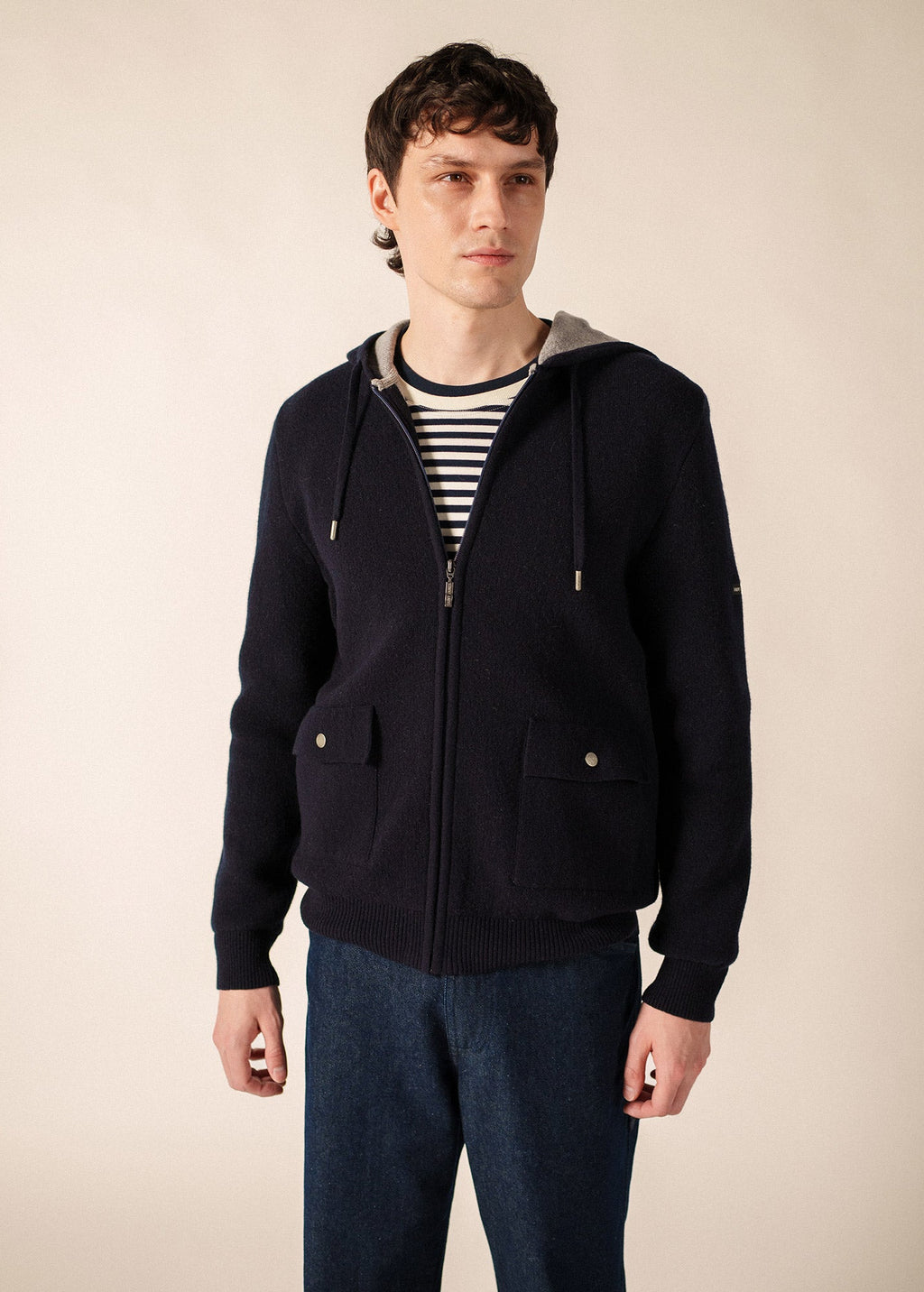 Saint James Oban Cardigan, Navy / Gray
