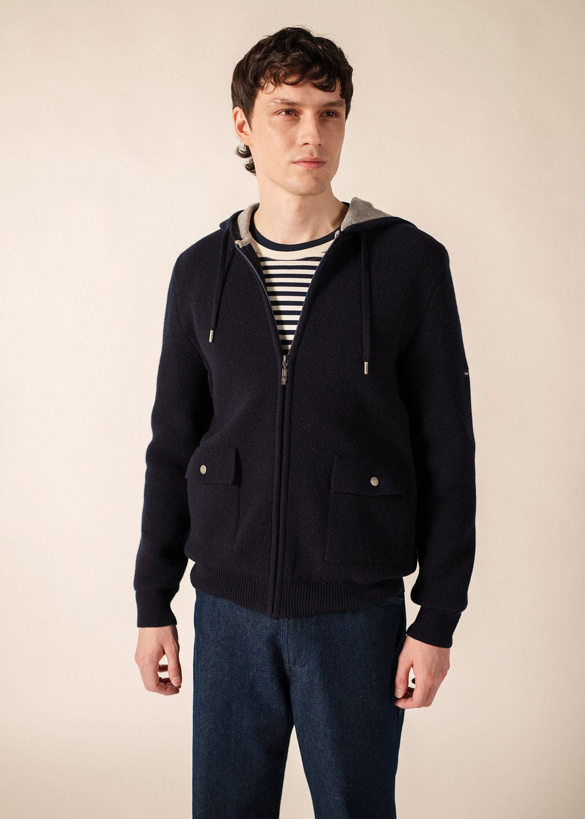 Saint James Oban Cardigan, Navy / Gray
