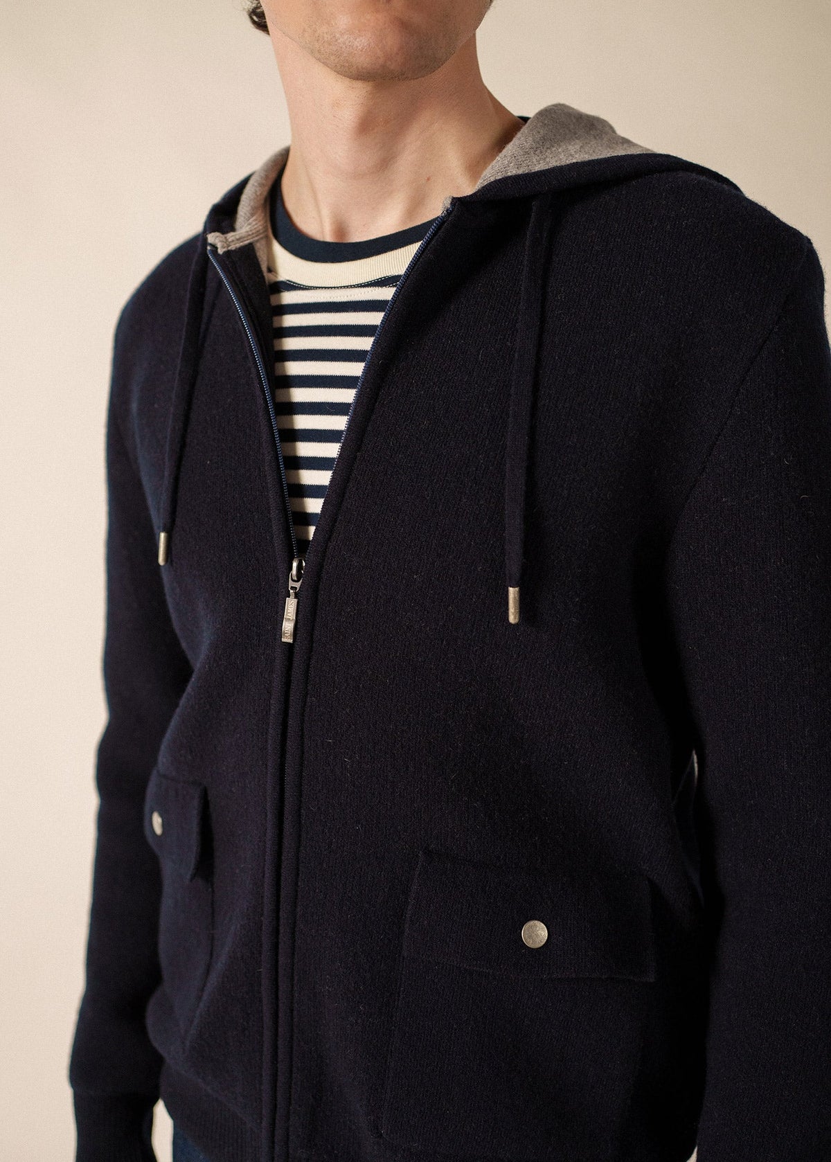 Saint James Oban Cardigan, Navy / Gray