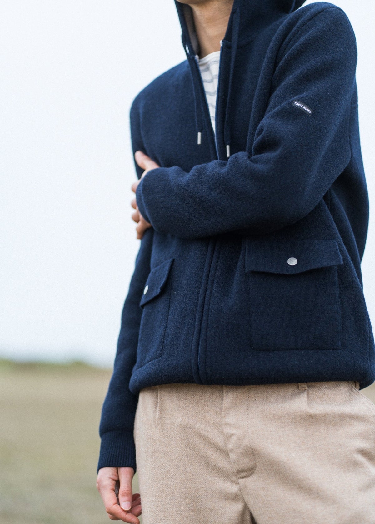 Saint James Oban Cardigan, Navy / Gray