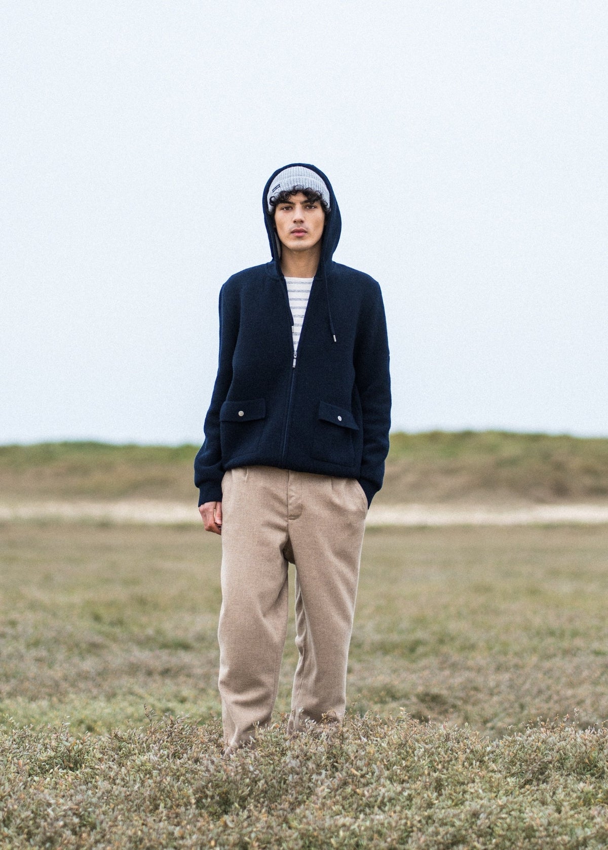 Saint James Oban Cardigan, Navy / Gray