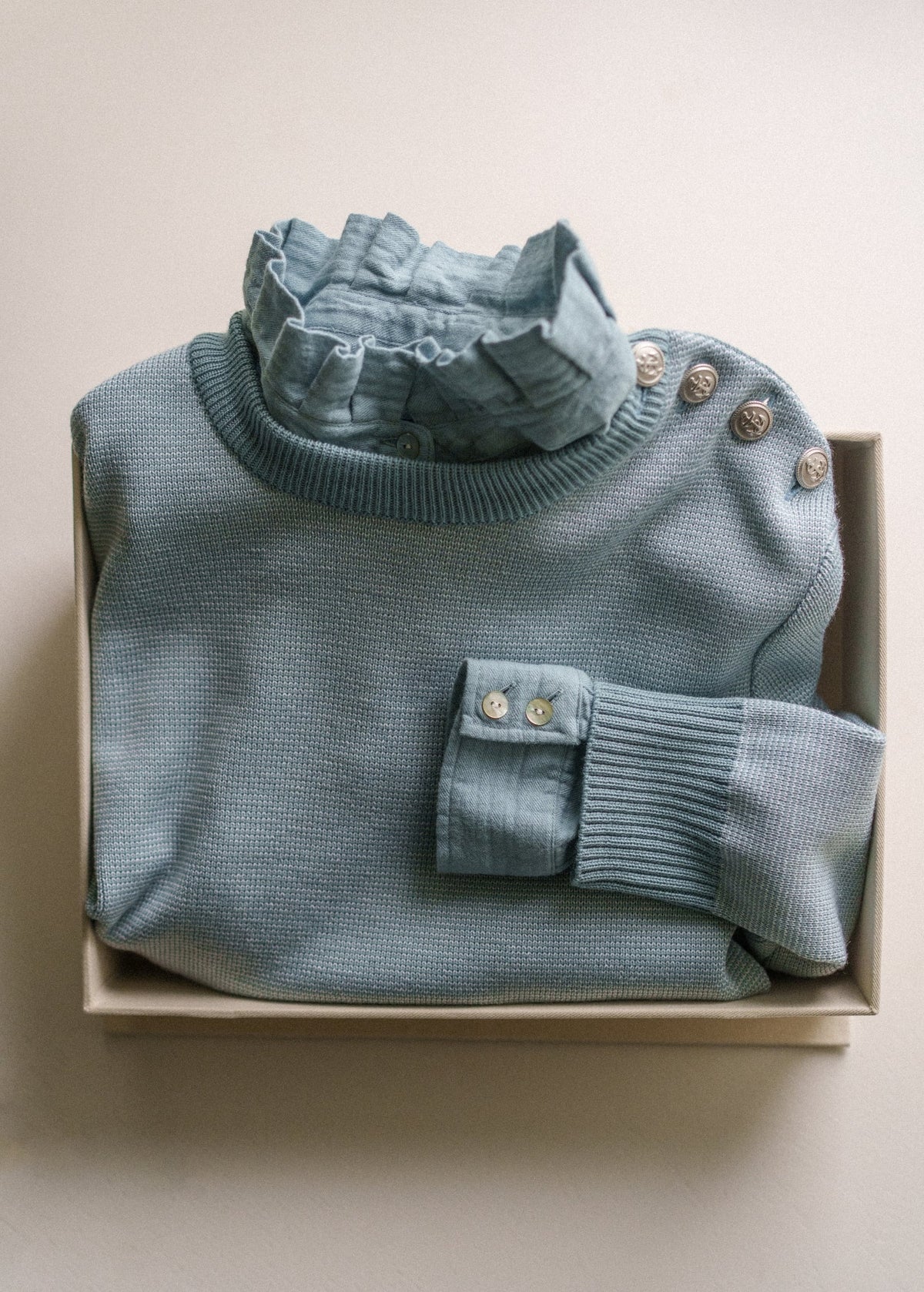 Saint James CANCALE CHINE Fisherman Sweater for Women (LIGHT COASTAL BLUE / WHITE)