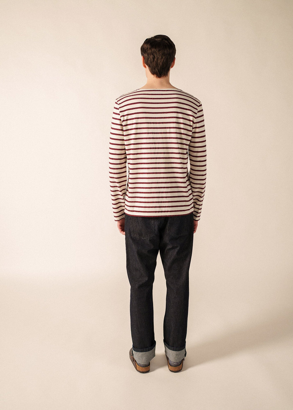 Saint James BEILLE Breton Shirt (ECRU / BURGUNDY)