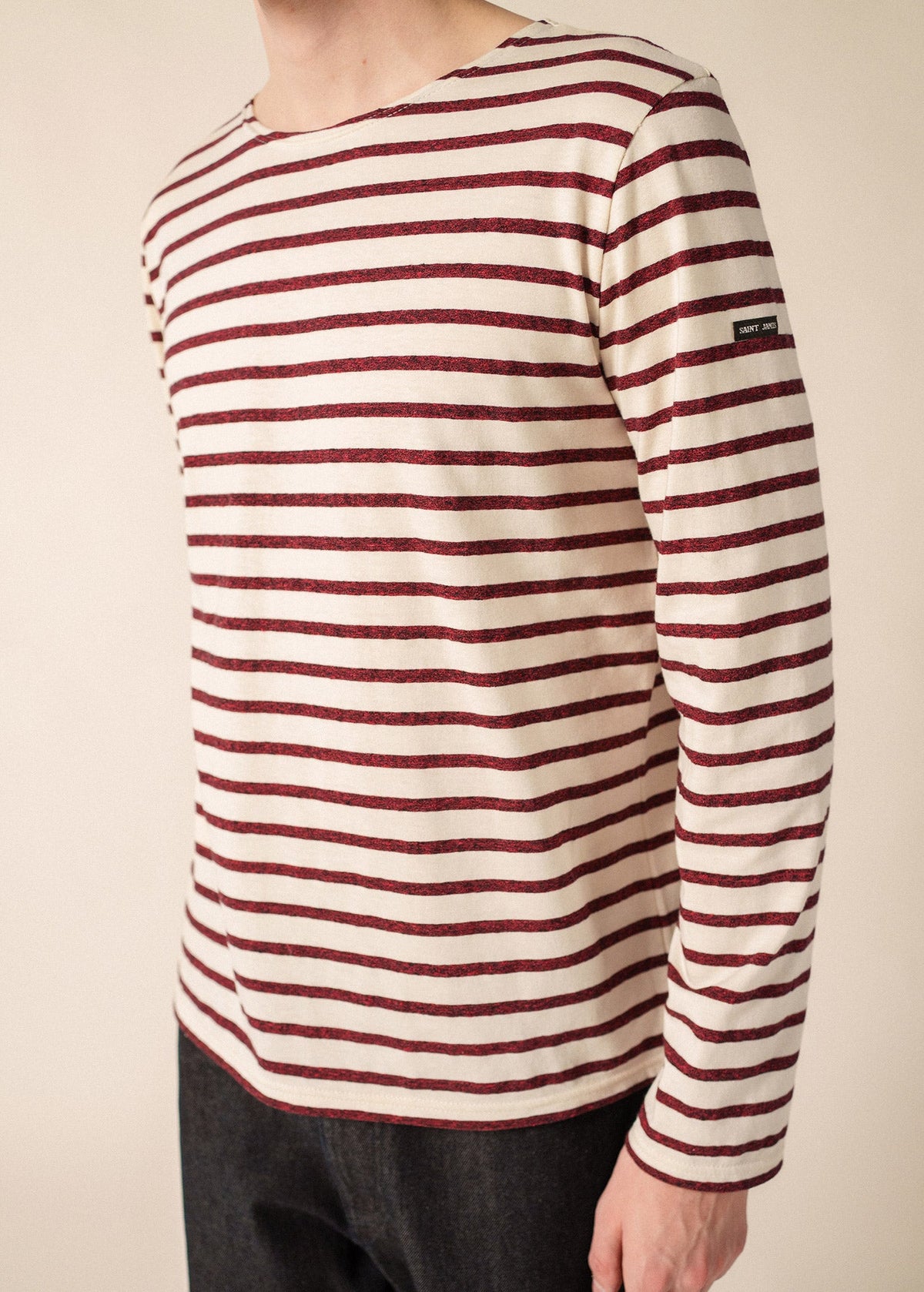 Saint James BEILLE Breton Shirt (ECRU / BURGUNDY)