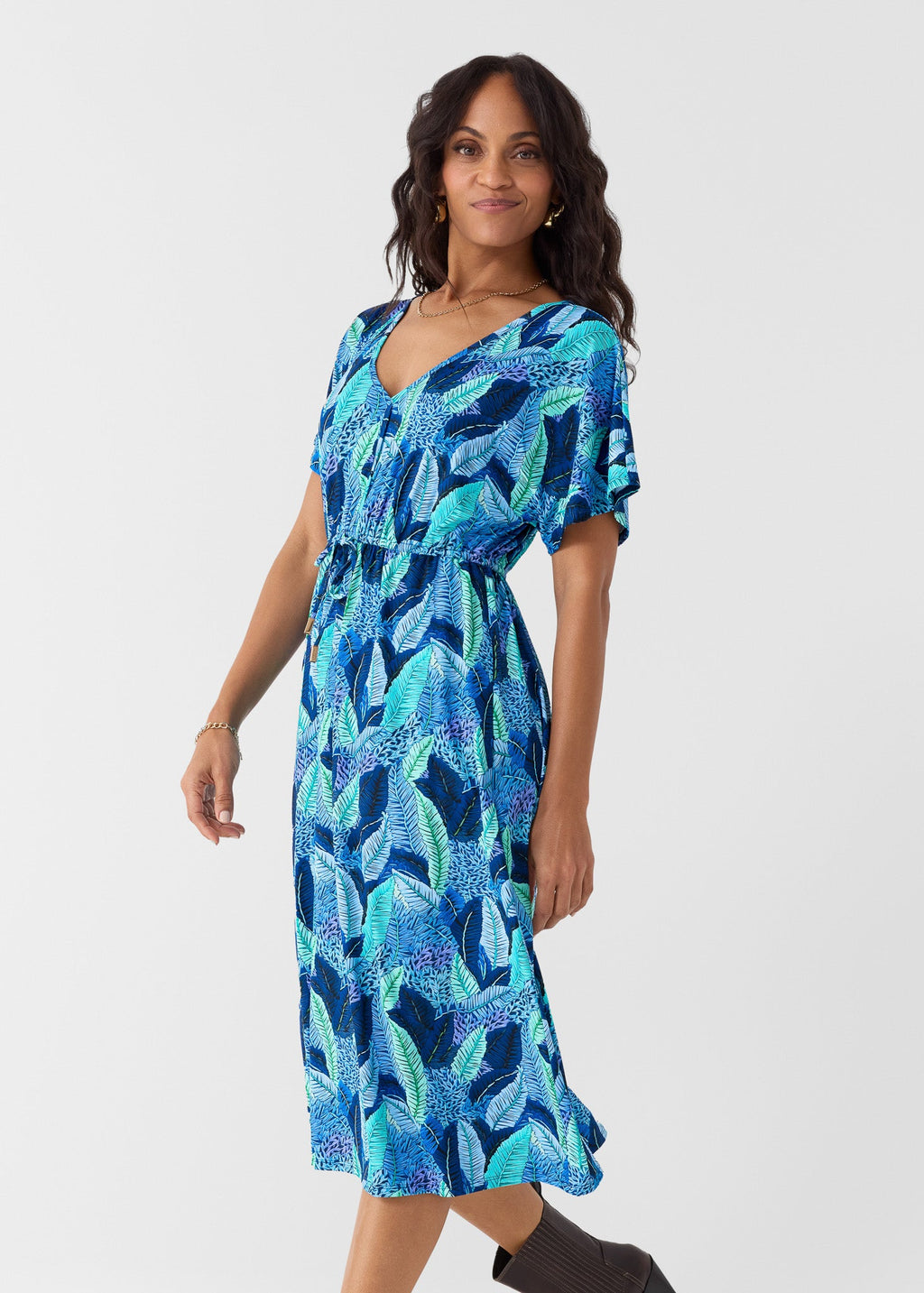 Cabana Life Myers Tie Waist Midi Dress, Blue