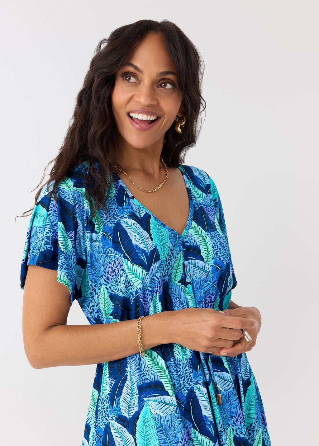 Cabana Life Myers Tie Waist Midi Dress, Blue