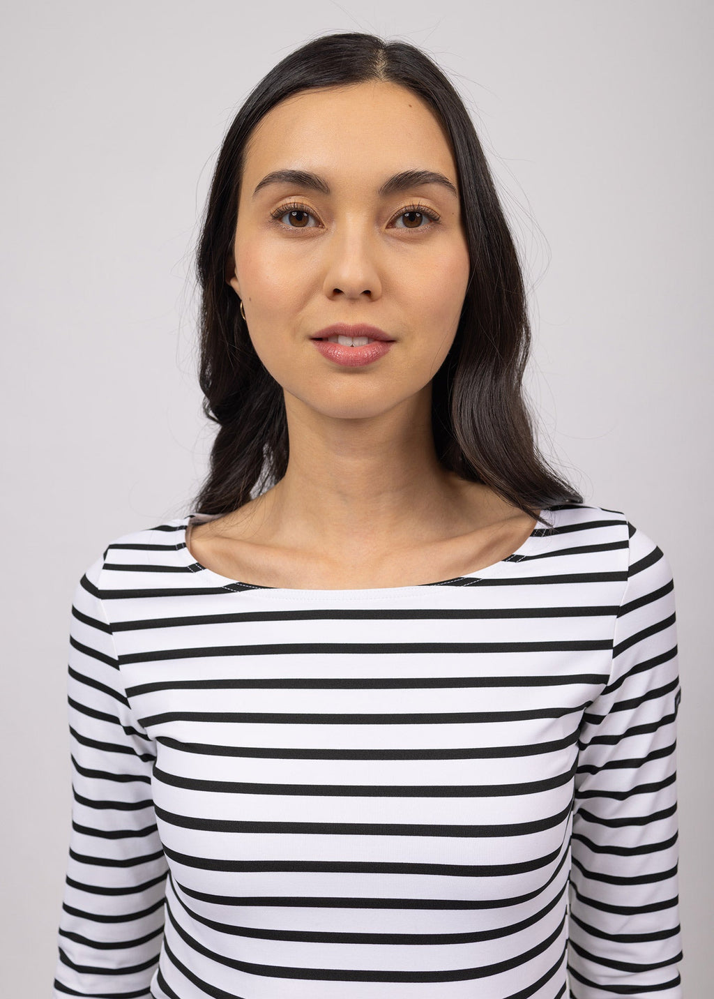 Saint James GARDE-COTE III - Nautical Striped Sport Top With UV Protection | Women Fit (WHITE / BLACK)