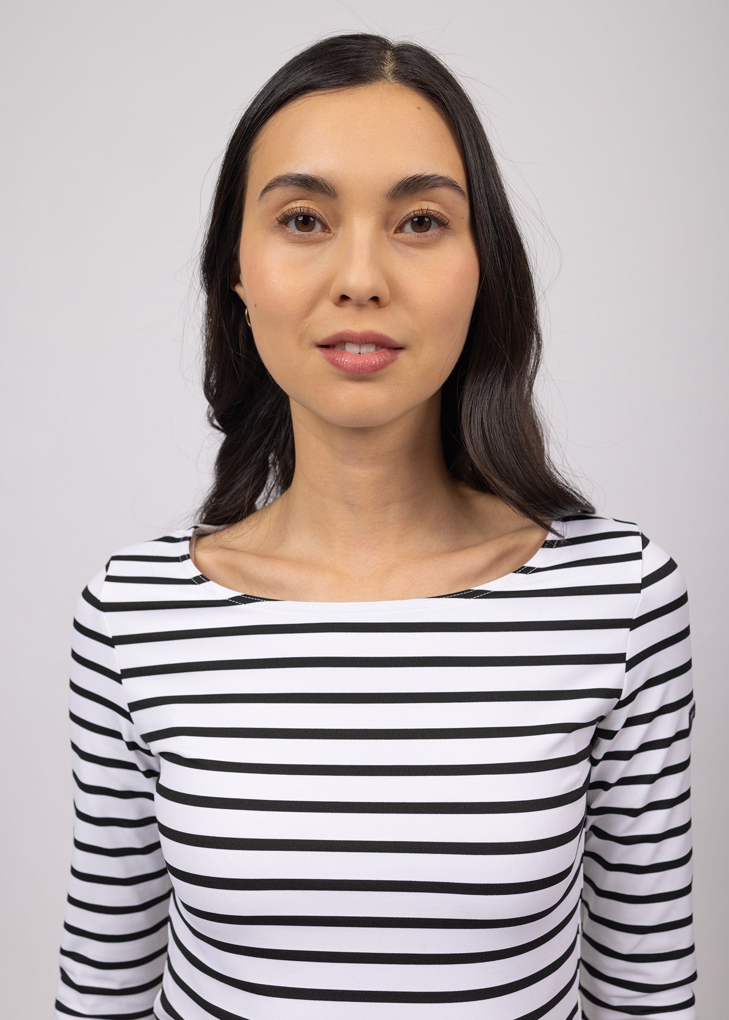 Saint James GARDE-COTE III - Nautical Striped Sport Top With UV Protection | Women Fit (WHITE / BLACK)