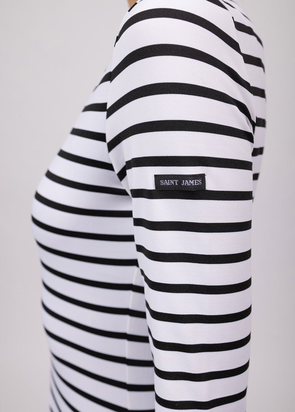 Saint James GARDE-COTE III - Nautical Striped Sport Top With UV Protection | Women Fit (WHITE / BLACK)