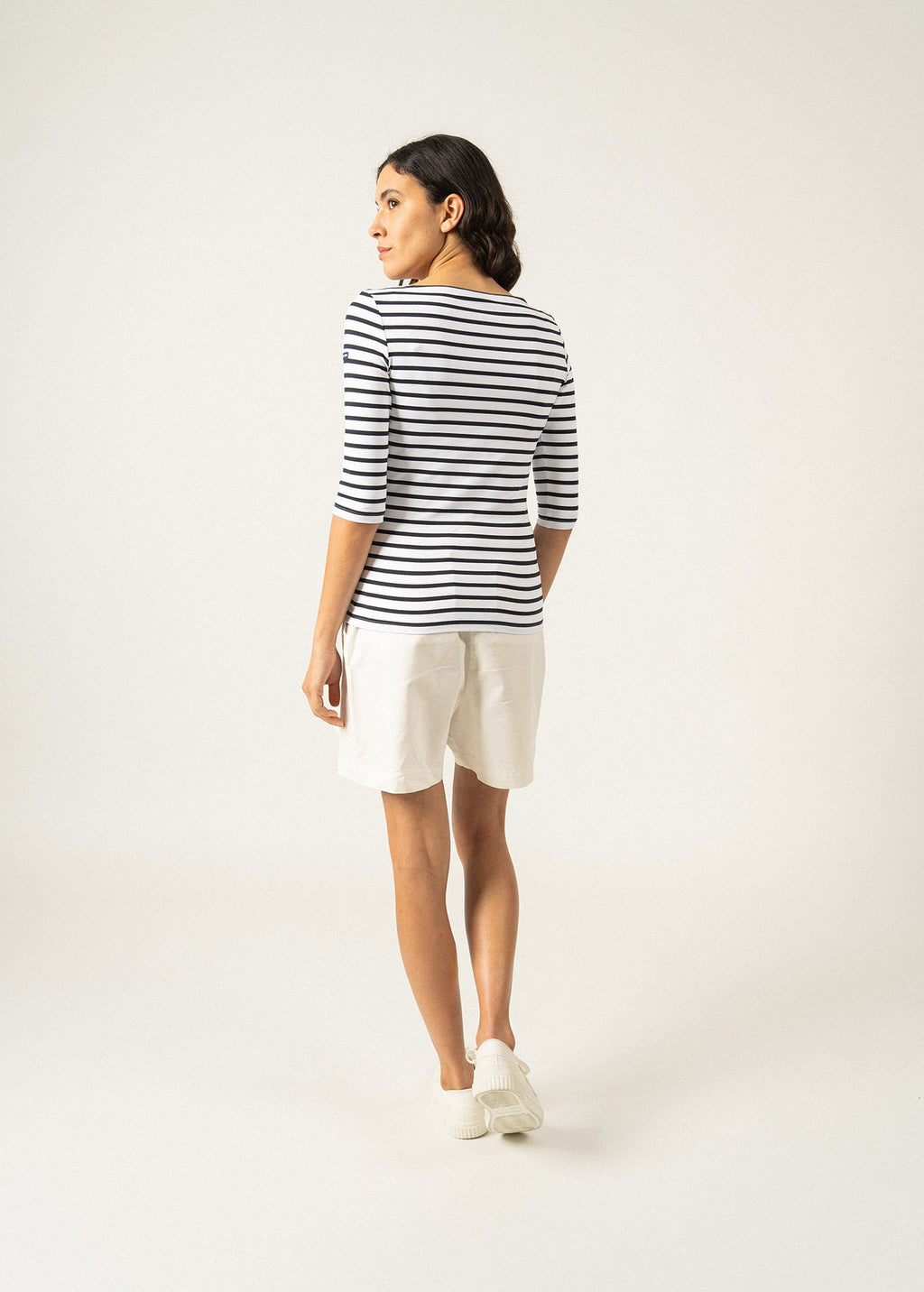 Saint James GARDE-COTE III - Nautical Striped Sport Top With UV Protection | Women Fit (WHITE / NAVY)
