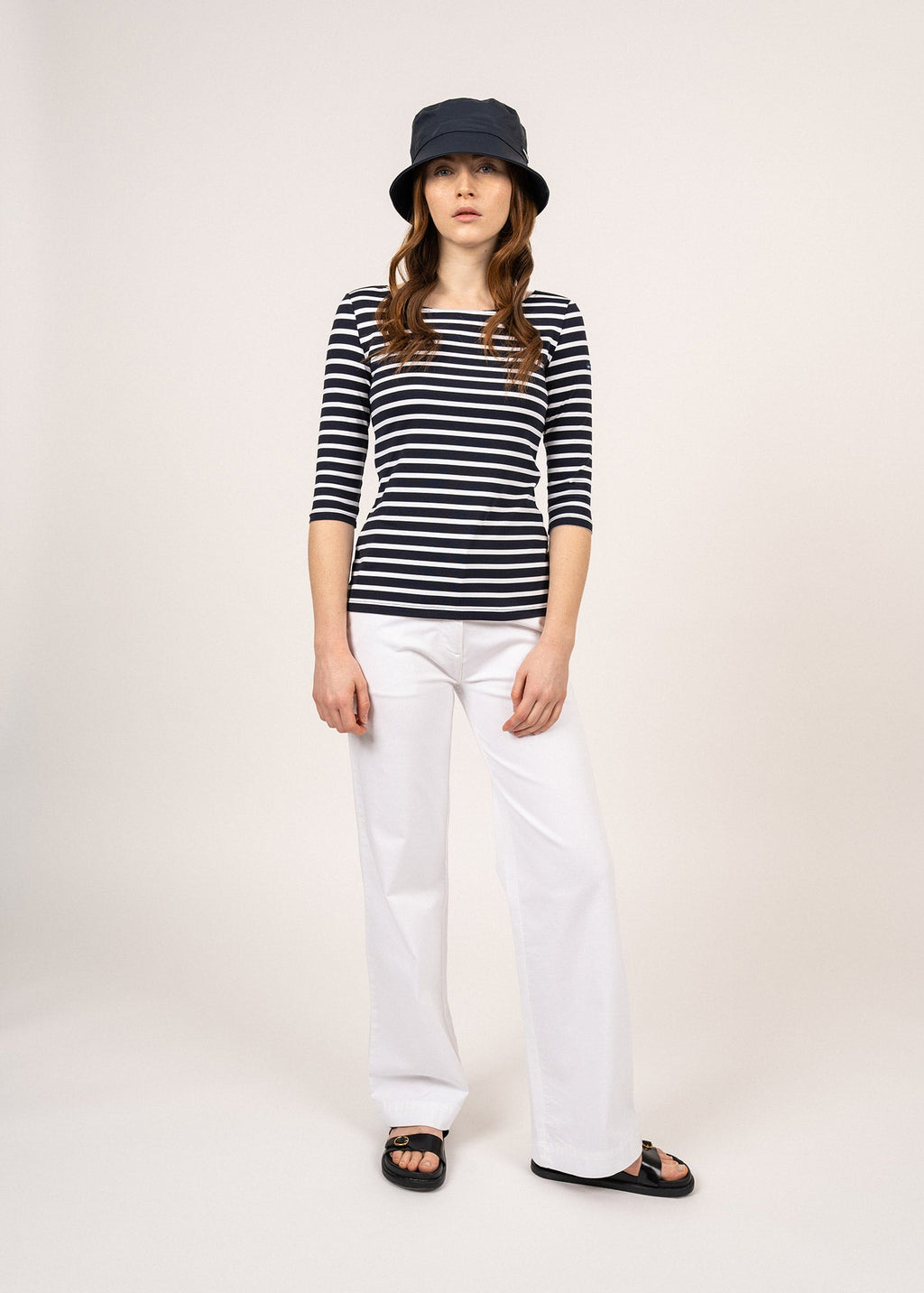 Saint James GARDE-COTE III - Nautical Striped Sport Top With UV Protection | Women Fit (NAVY / WHITE)