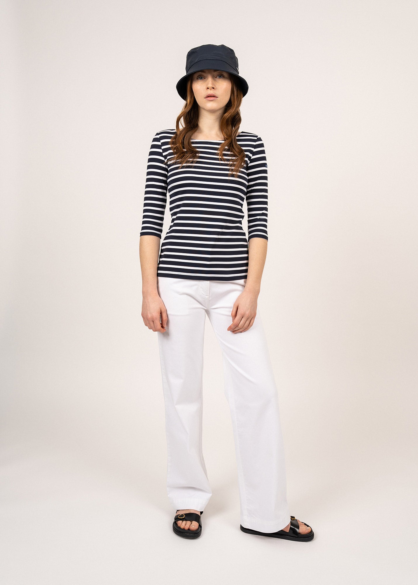 Saint James GARDE-COTE III - Nautical Striped Sport Top With UV Protection | Women Fit (NAVY / WHITE)