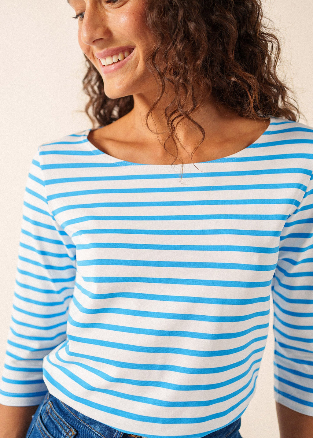 Saint James GARDE-COTE III Anti UV Top (WHITE / CAPRI BLUE)