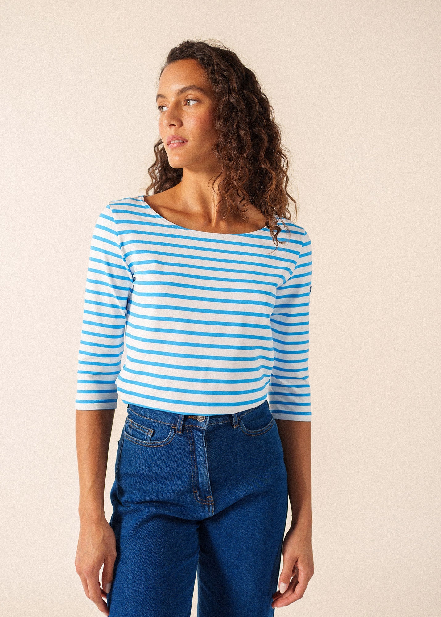 Saint James GARDE-COTE III Anti UV Top (WHITE / CAPRI BLUE)