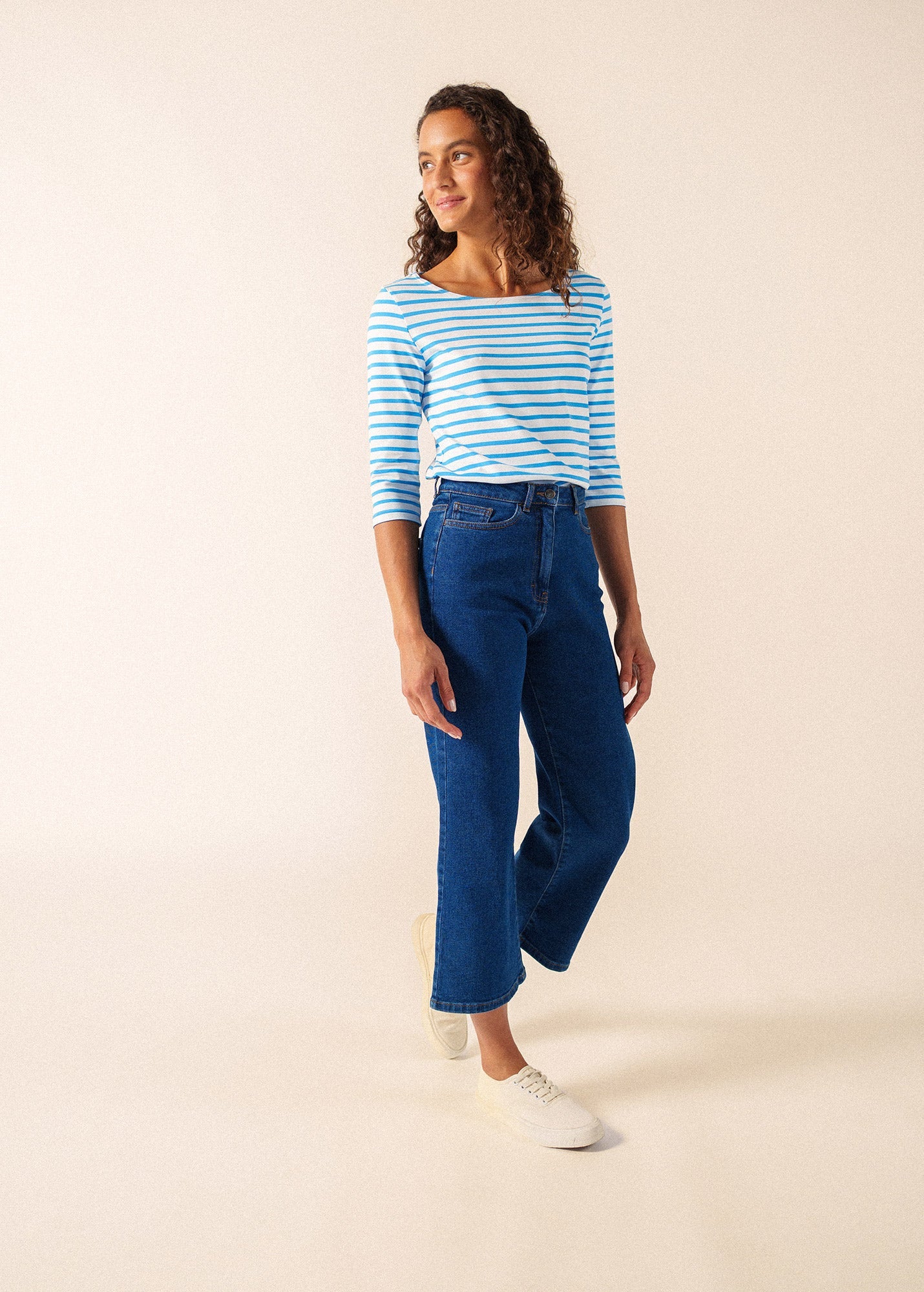 Saint James GARDE-COTE III Anti UV Top (WHITE / CAPRI BLUE)