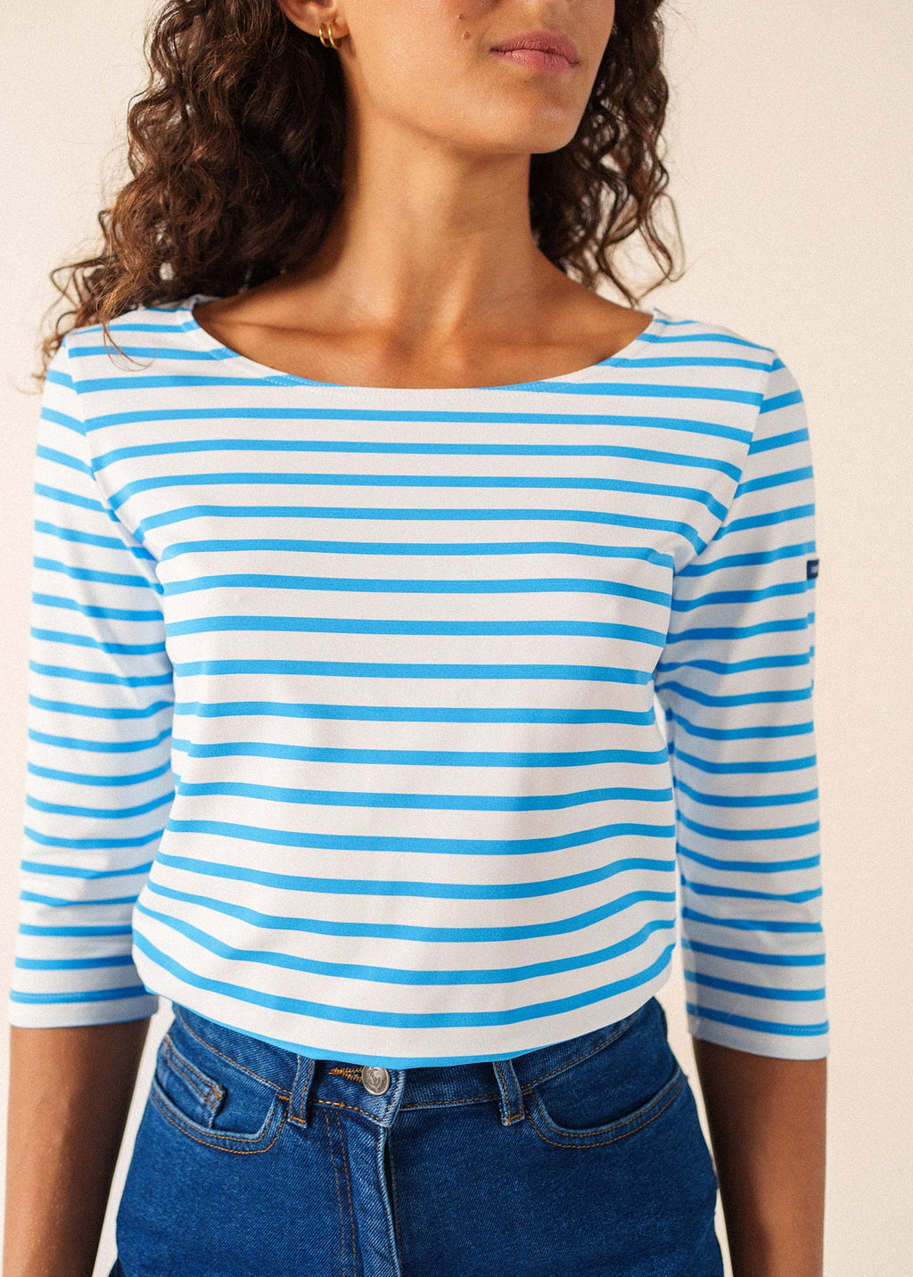 Saint James GARDE-COTE III Anti UV Top (WHITE / CAPRI BLUE)