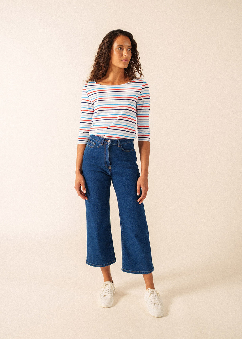 Saint James GARDE-COTE MULTICOLOR Striped Top (WHITE / CAPRI BLUE)