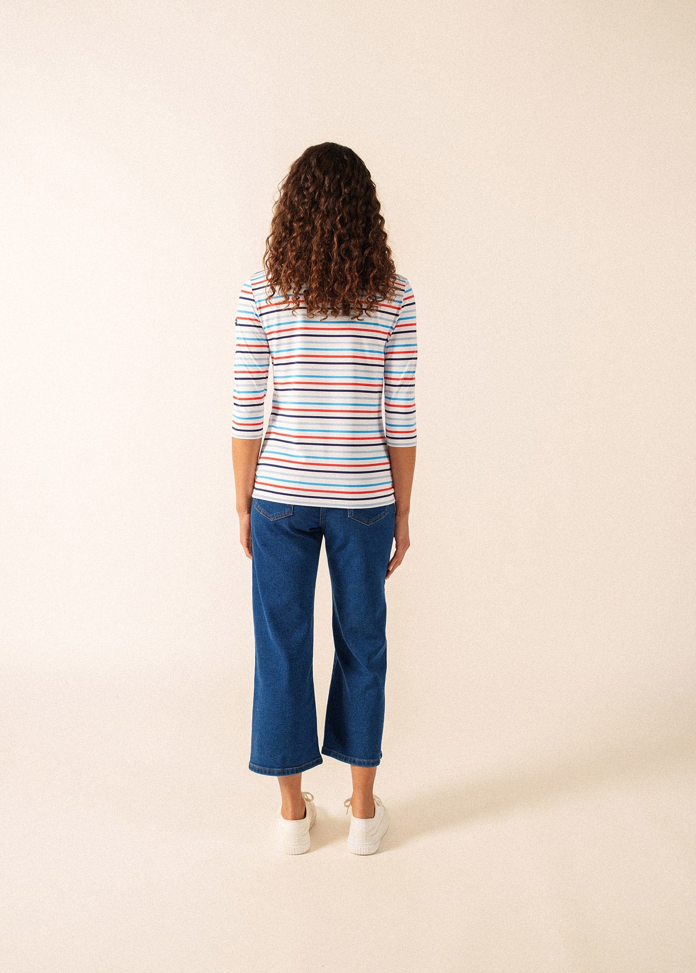 Saint James GARDE-COTE MULTICOLOR Striped Top (WHITE / CAPRI BLUE)