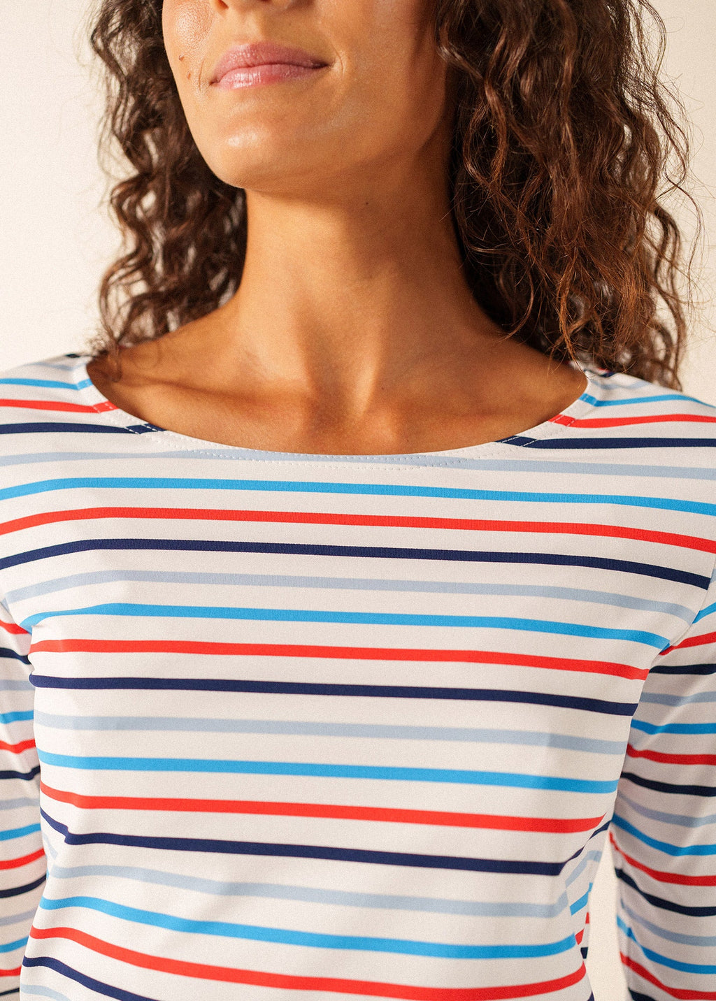 Saint James GARDE-COTE MULTICOLOR Striped Top (WHITE / CAPRI BLUE)