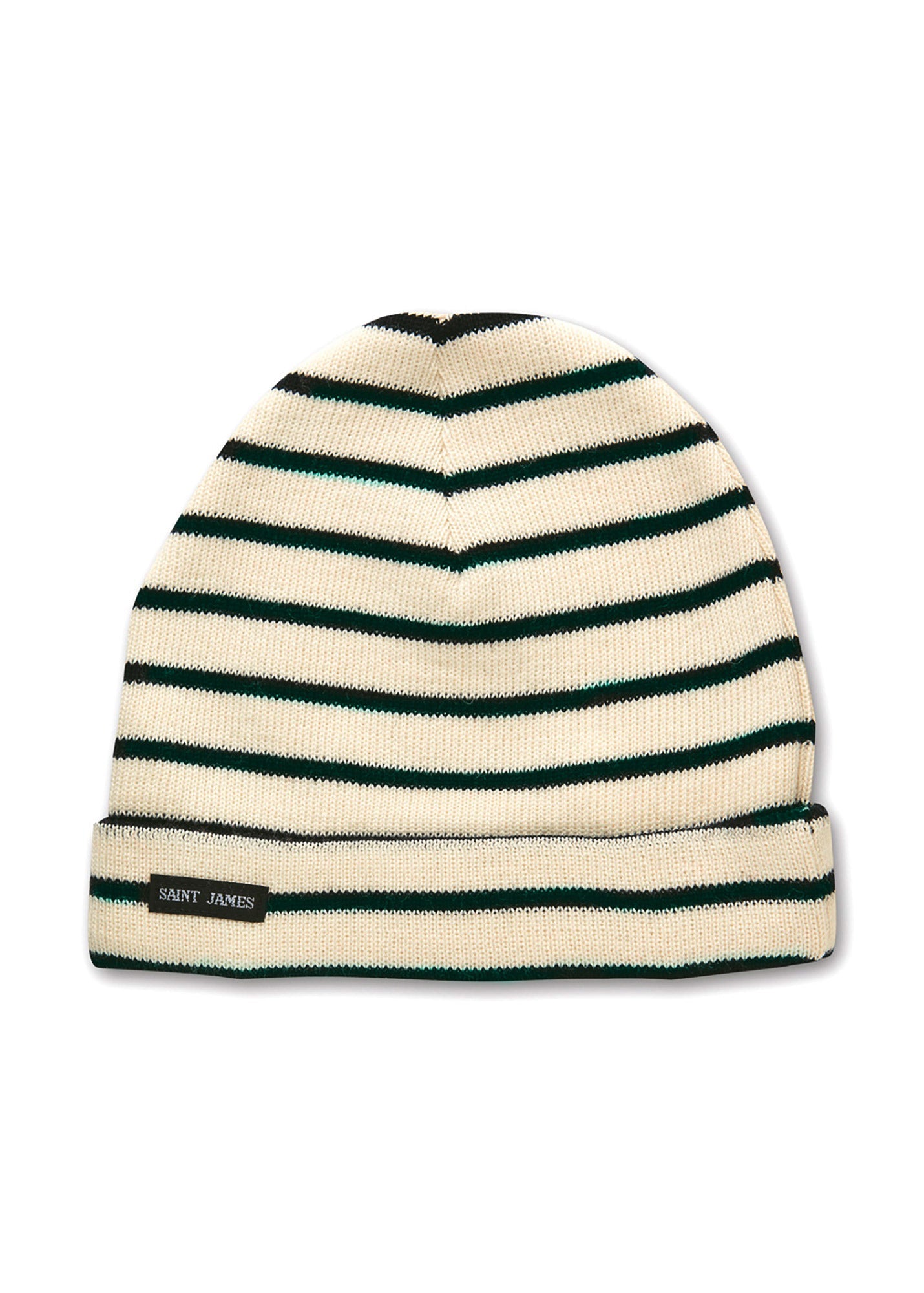 Saint James CARTIER - Nautical Striped Wool Blend Beanie (IVORY / NAVY)