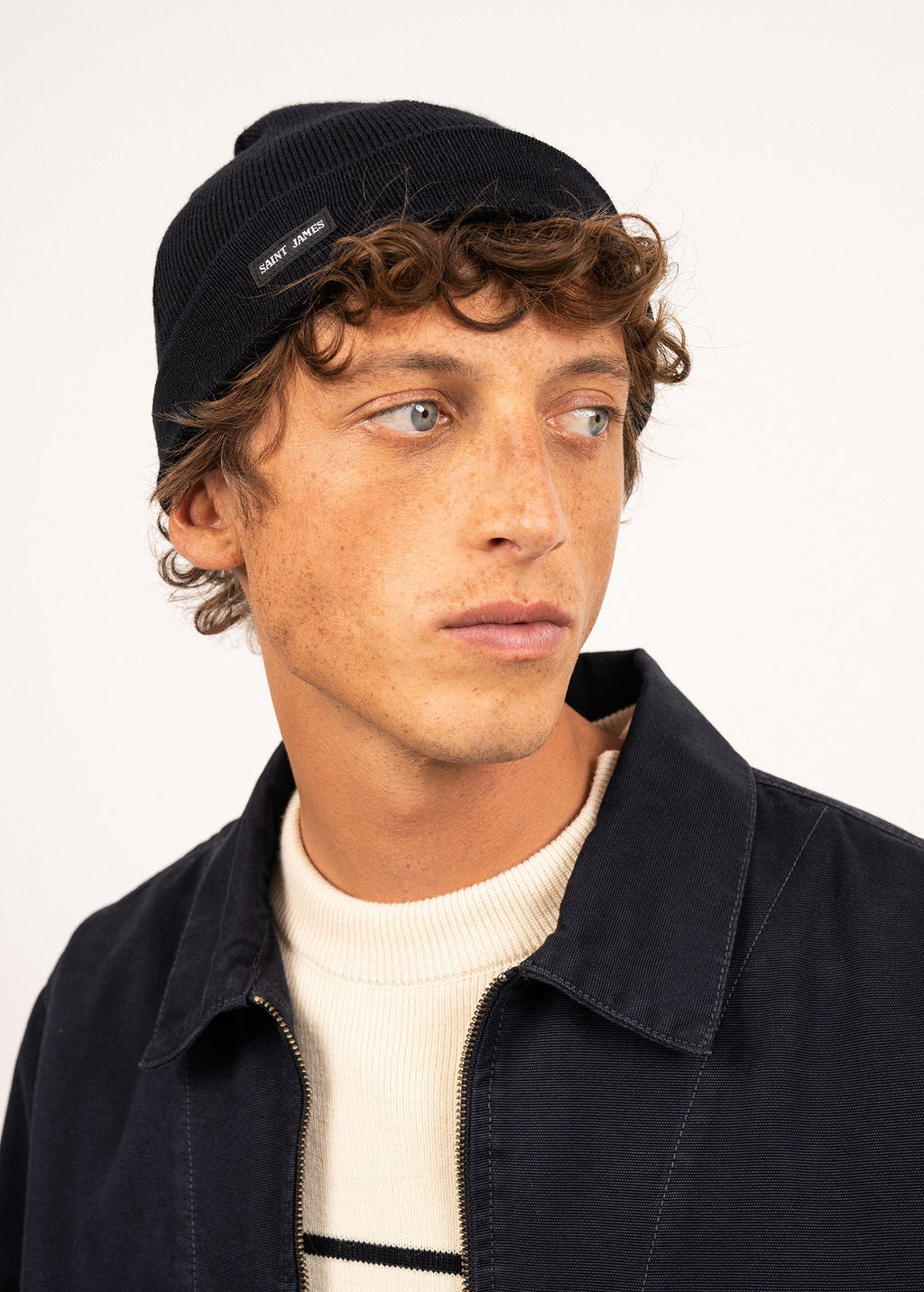 Saint James CARTIER - Nautical Wool Blend Beanie (NAVY)