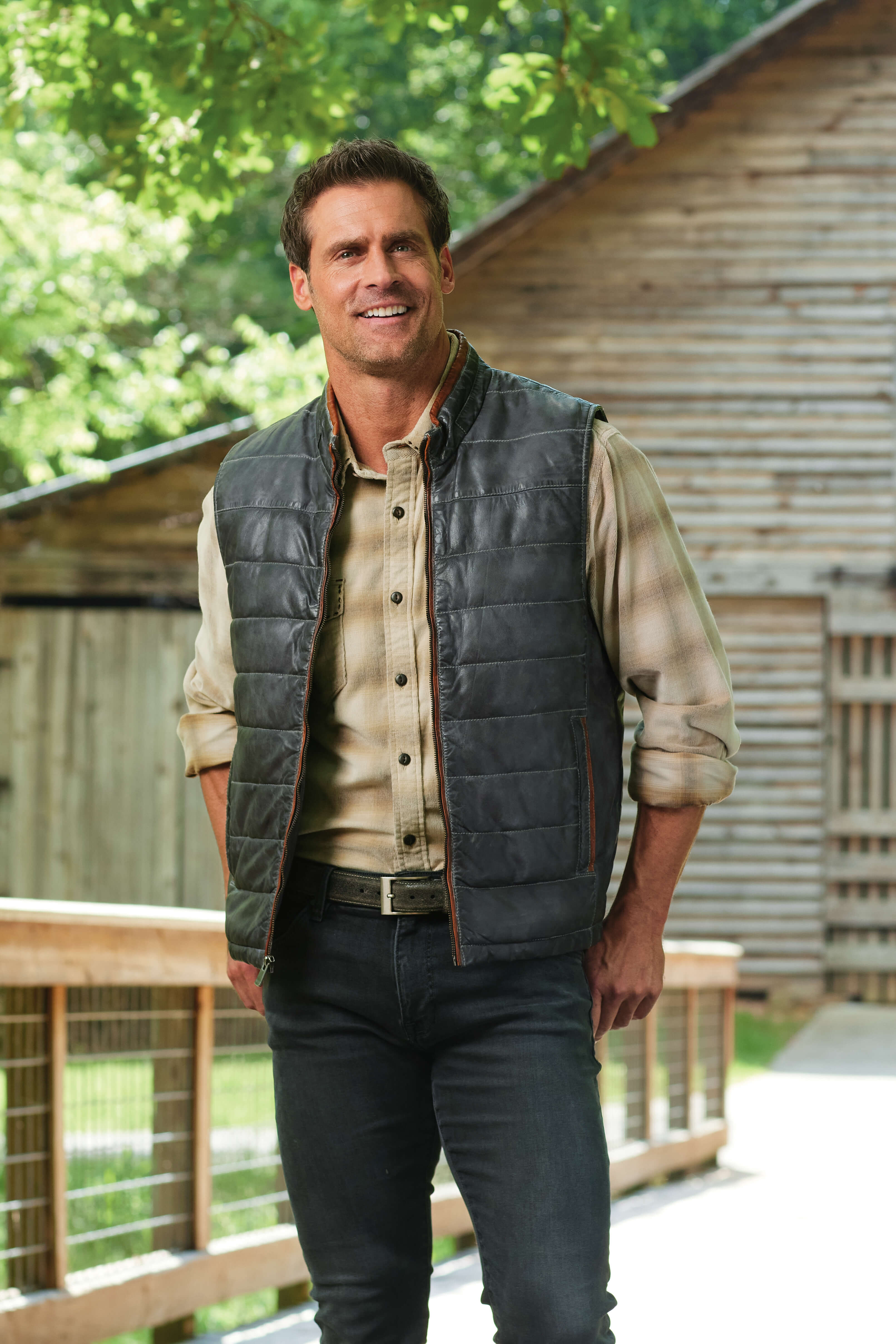 Patrick James Horizontal Quilted Leather Vest