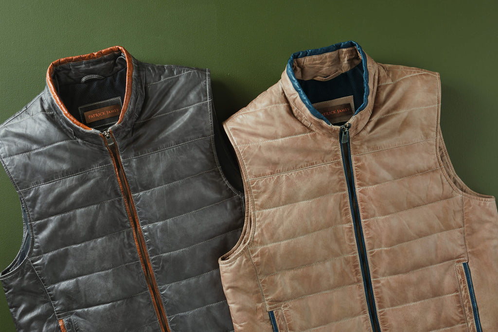 Patrick James Horizontal Quilted Leather Vest