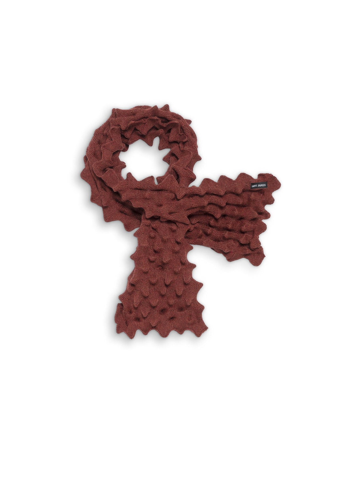 Saint James Alveole Fancy Knit Scarf, Terracotta Melange