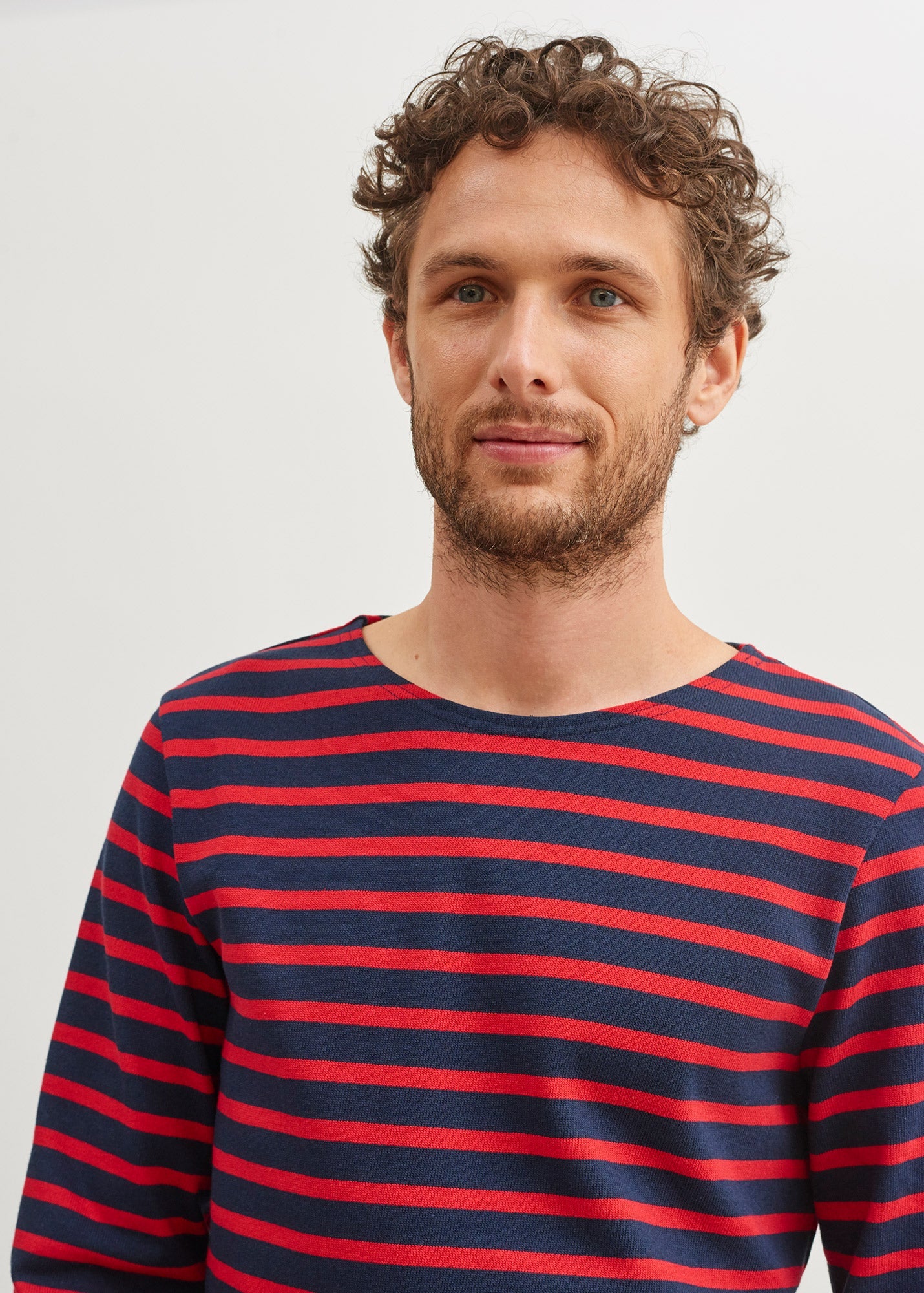 Saint James MERIDIEN MODERNE - Original Breton Shirt | Heavyweight Cotton | Men Fit (NAVY / RED)