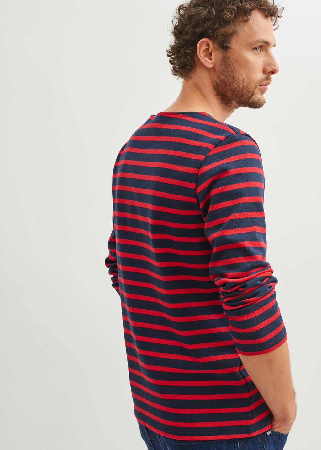 Saint James MERIDIEN MODERNE - Original Breton Shirt | Heavyweight Cotton | Men Fit (NAVY / RED)