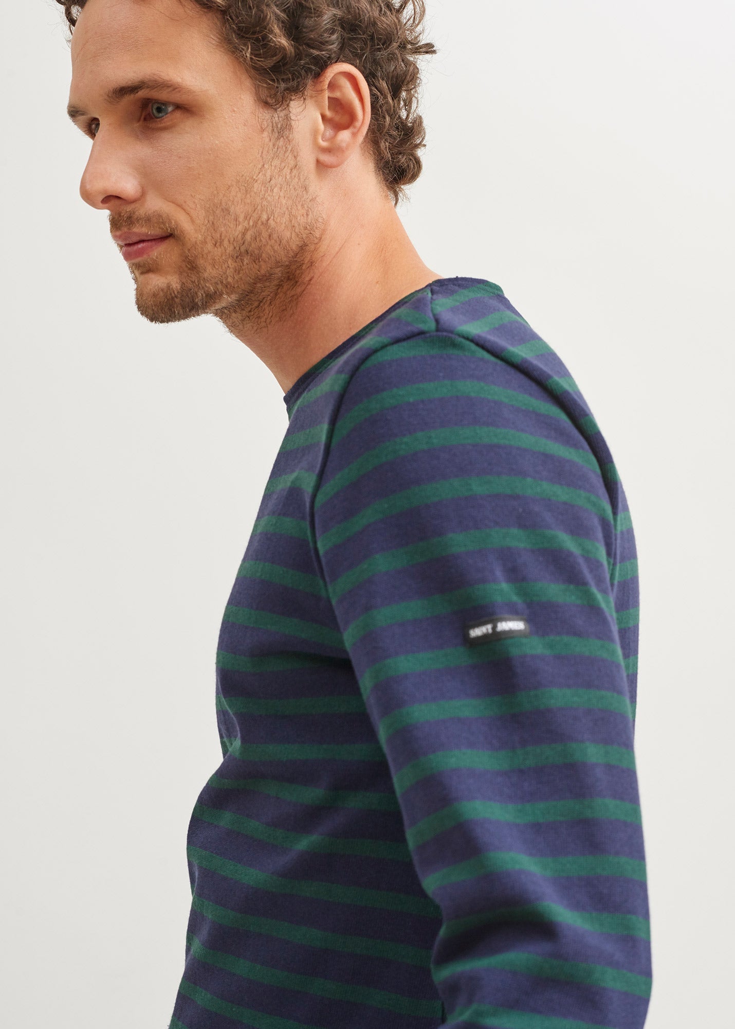 Saint James Meridien Moderne Original Breton Shirt Heavyweight Cotton Men Fit Navy Pine Green