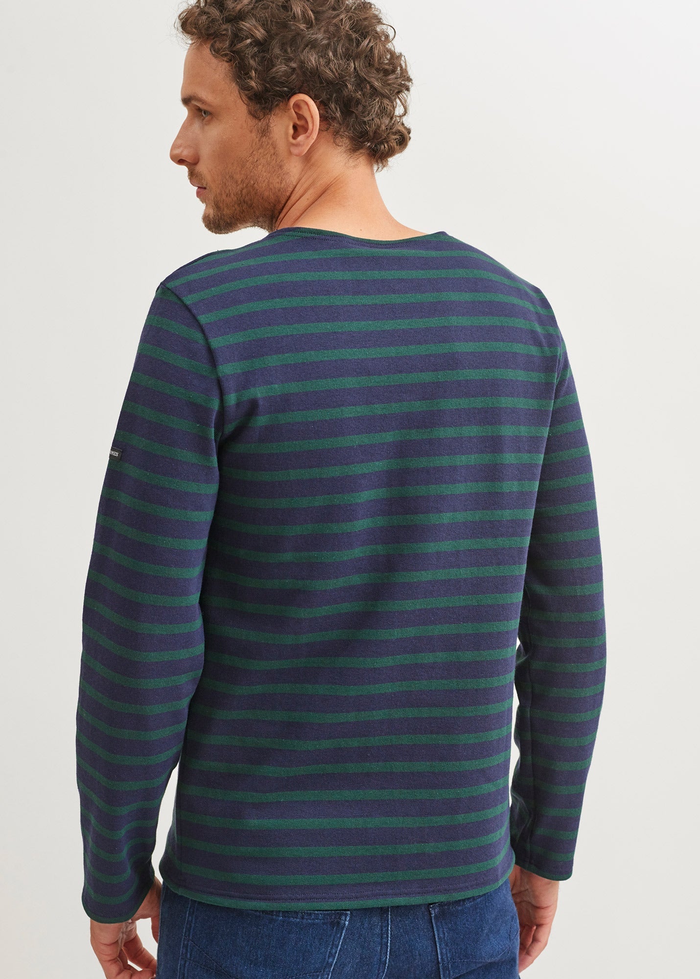 Saint James Meridien Moderne Original Breton Shirt Heavyweight Cotton Men Fit Navy Pine Green