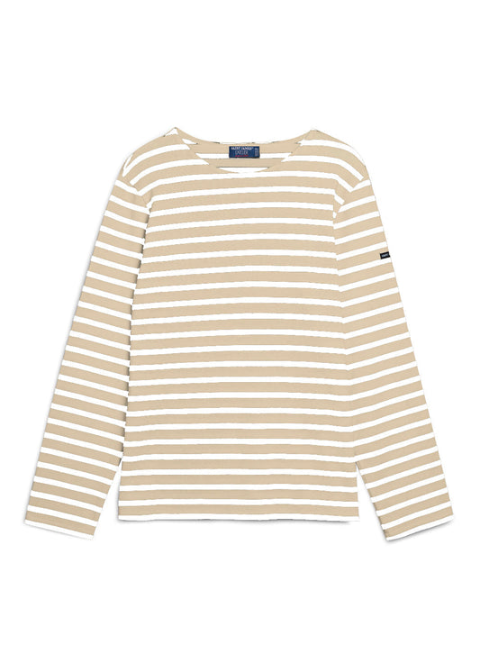 Saint James Meridien Moderne Original Breton Shirt Heavyweight Cotton Men Fit Oatmeal White