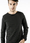 Saint James MERIDIEN MODERNE - Original Breton Shirt | Heavyweight Cotton | Unisex Fit (BLACK / BROWN)