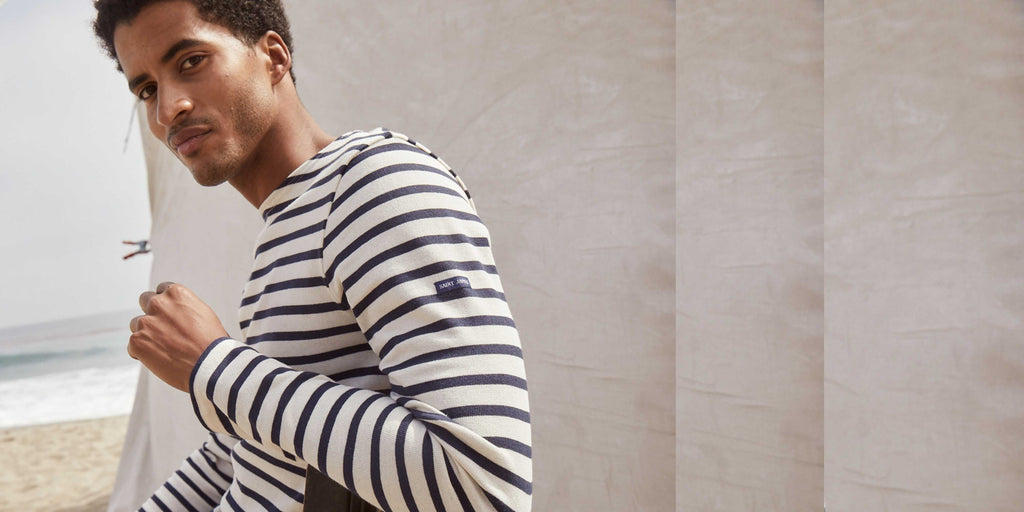 Saint James MERIDIEN MODERNE - Original Breton Shirt | Heavyweight Cotton | Men Fit (ECRU / NAVY)